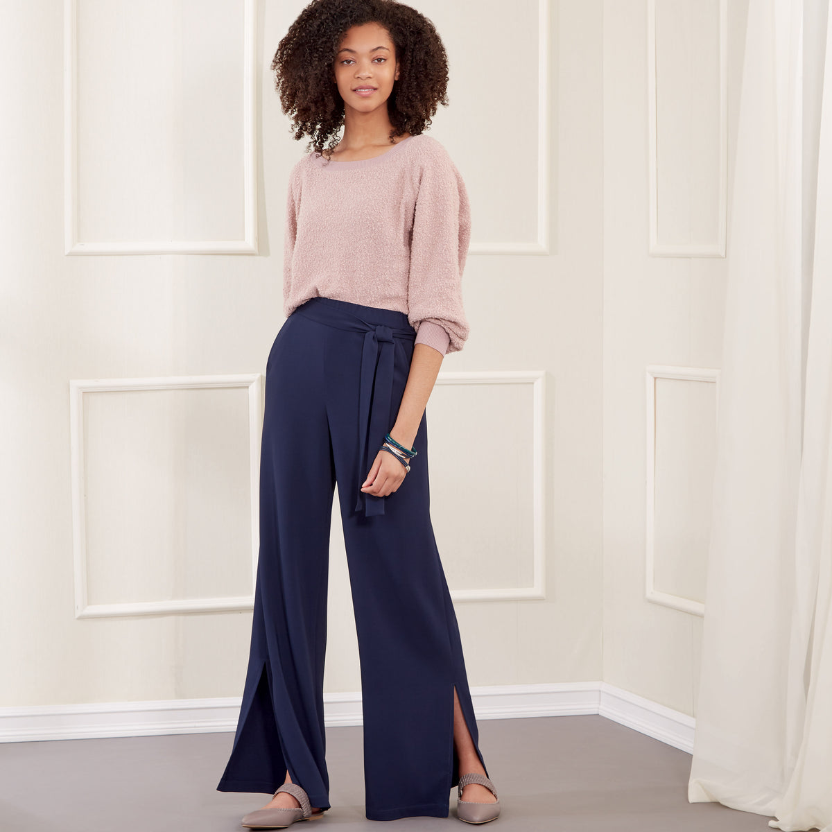 New Look N6691 sewing pattern envelope showing pull-on trousers with tie belt designs