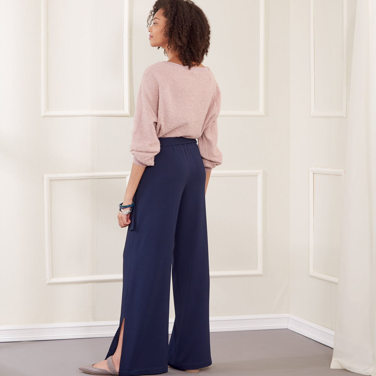 New Look N6691 sewing pattern envelope showing pull-on trousers with tie belt designs