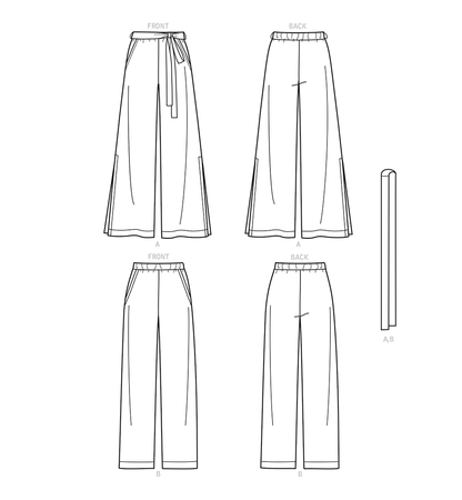 New Look N6691 sewing pattern envelope showing pull-on trousers with tie belt designs