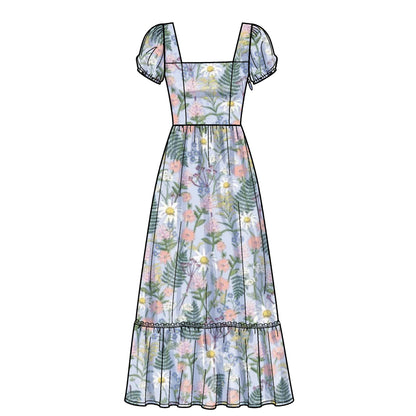 New Look N6692 sewing pattern envelope showing smocked back dresses designs