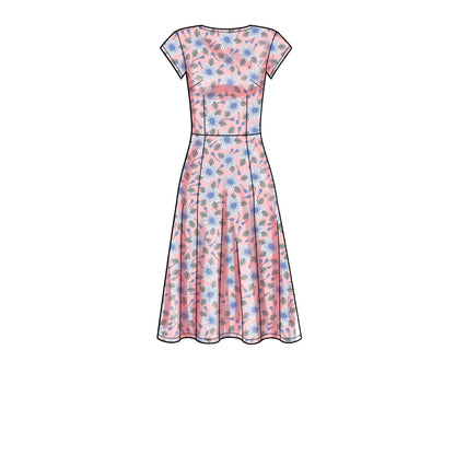 New Look N6696 sewing pattern envelope showing cap sleeve dresses designs