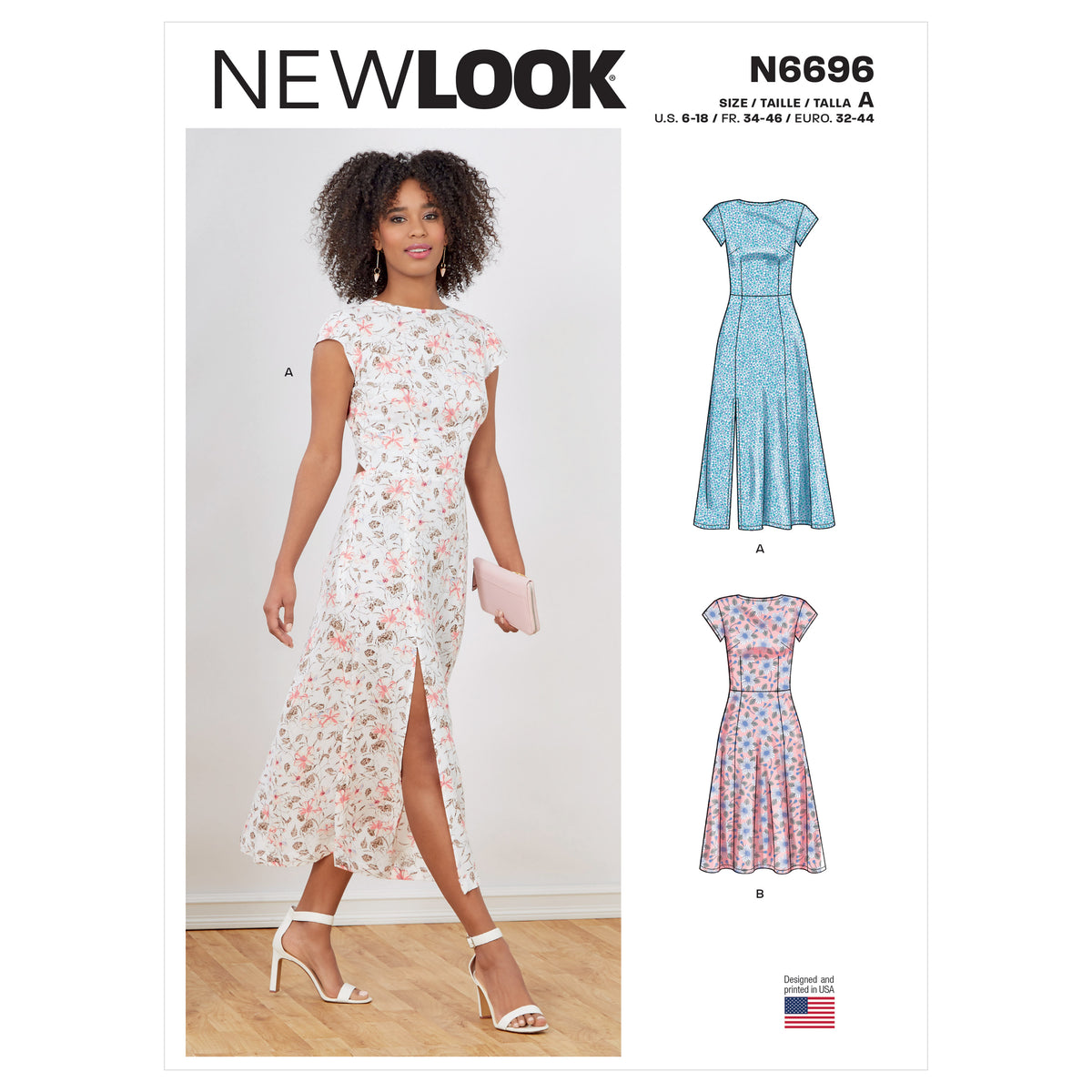 New Look N6696 sewing pattern envelope showing cap sleeve dresses designs