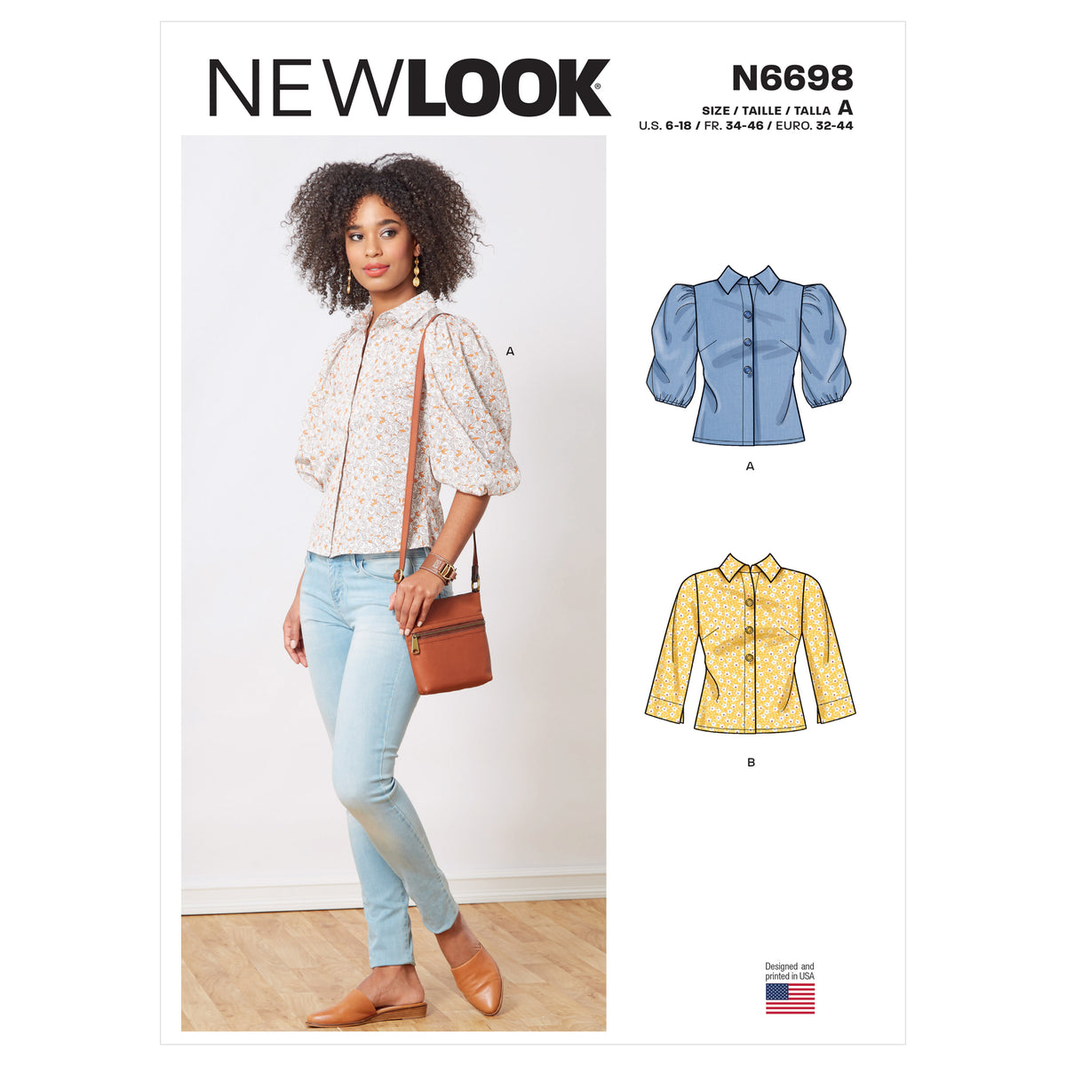 New Look N6698 sewing pattern envelope showing tops designs