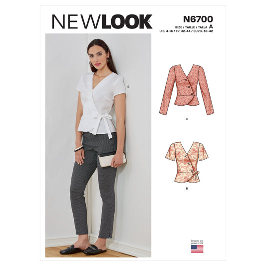 New Look N6700 sewing pattern envelope showing wrap tops designs