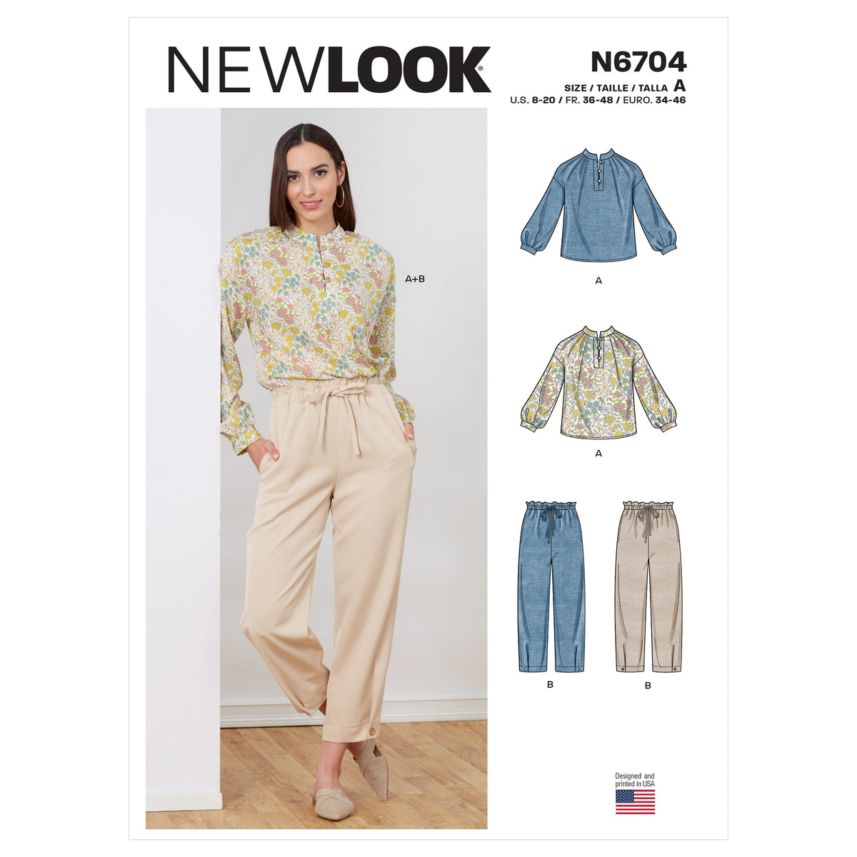 New Look N6704 sewing pattern envelope showing stand collar top