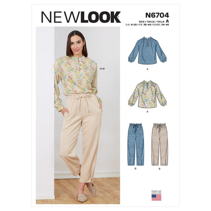 New Look N6704 sewing pattern envelope showing stand collar top