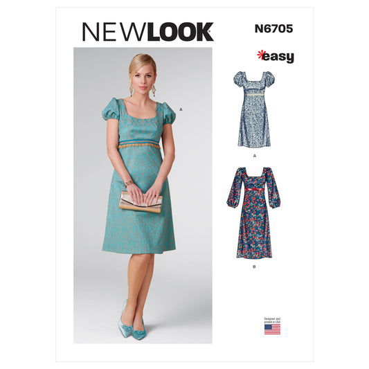 New Look N6705 sewing pattern envelope showing empire waist dress