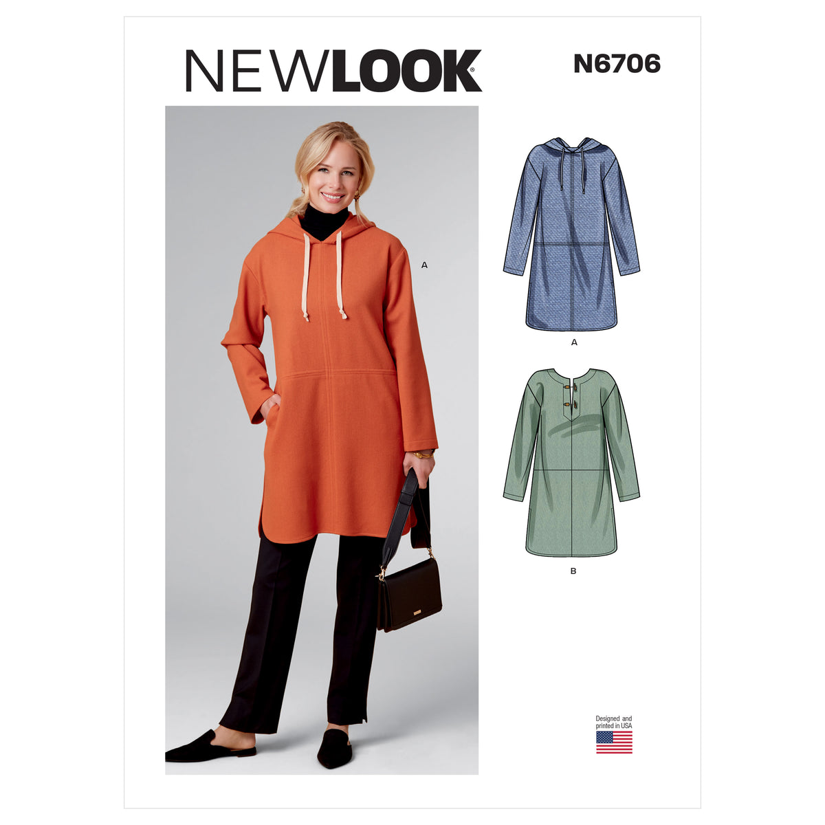 New Look N6706 sewing pattern envelope showing poncho with or without hood