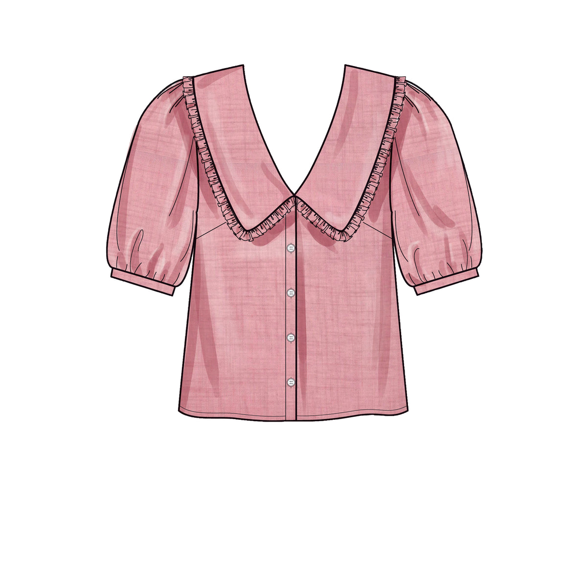 New Look N6707 sewing pattern envelope showing v-neck button front blouses