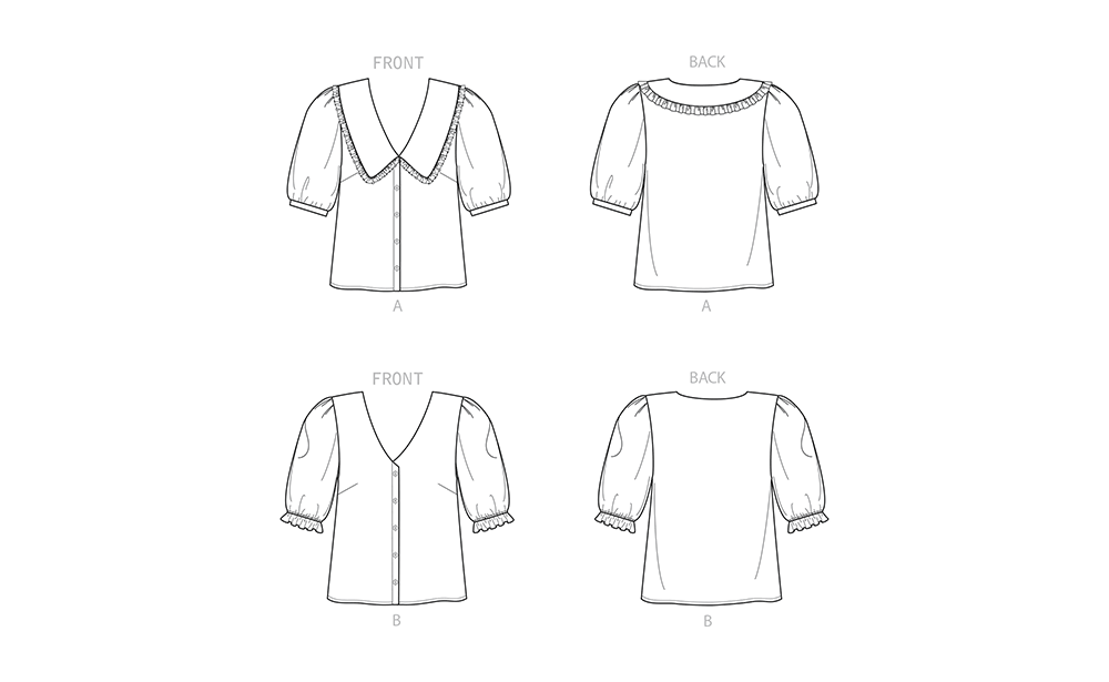 New Look N6707 sewing pattern envelope showing v-neck button front blouses
