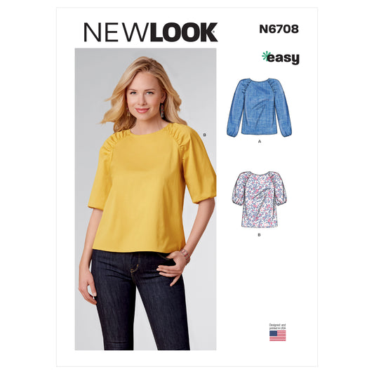 New Look N6708 sewing pattern envelope showing raglan sleeve top