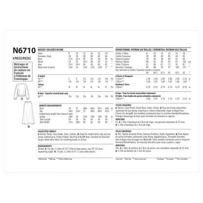 New Look N6710 sewing pattern envelope showing zip front jacket