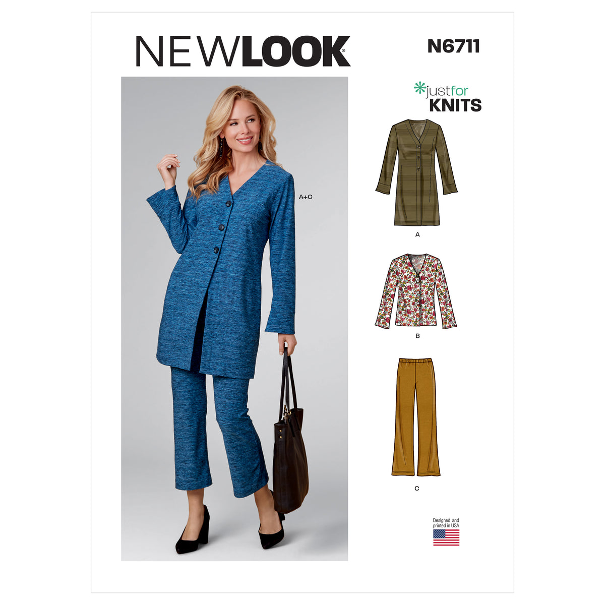 New Look N6711 sewing pattern envelope showing v-neck knit cardigan