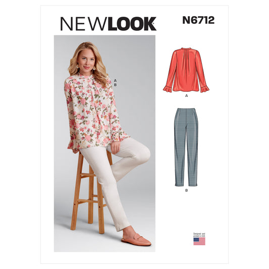 New Look N6712 sewing pattern envelope showing pleated top
