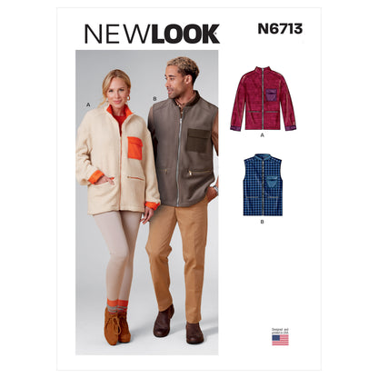 New Look N6713 sewing pattern envelope showing jacket and vest