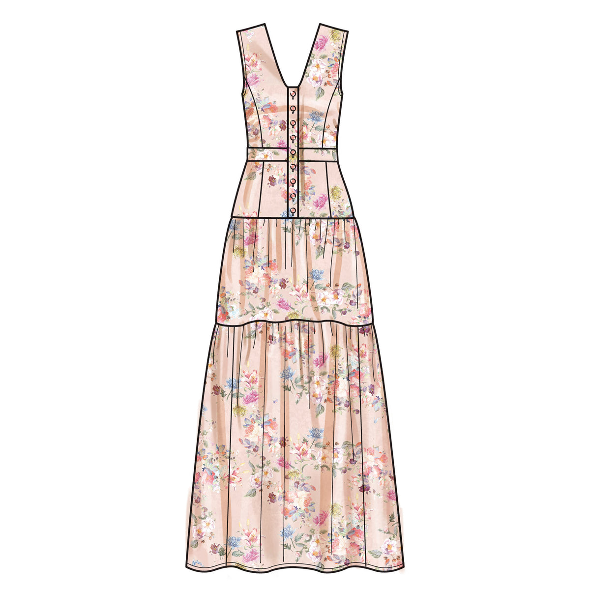New Look N6718 sewing pattern envelope showing balloon sleeve midi dress