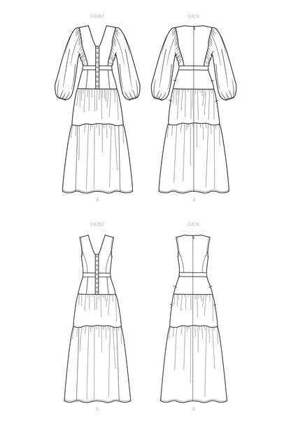 New Look N6718 sewing pattern envelope showing balloon sleeve midi dress