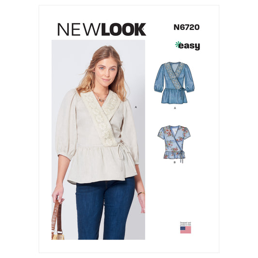 New Look N6720 sewing pattern envelope showing wrap top