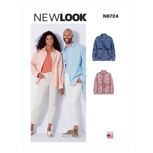 New Look N6724 sewing pattern envelope showing relaxed fit shirt