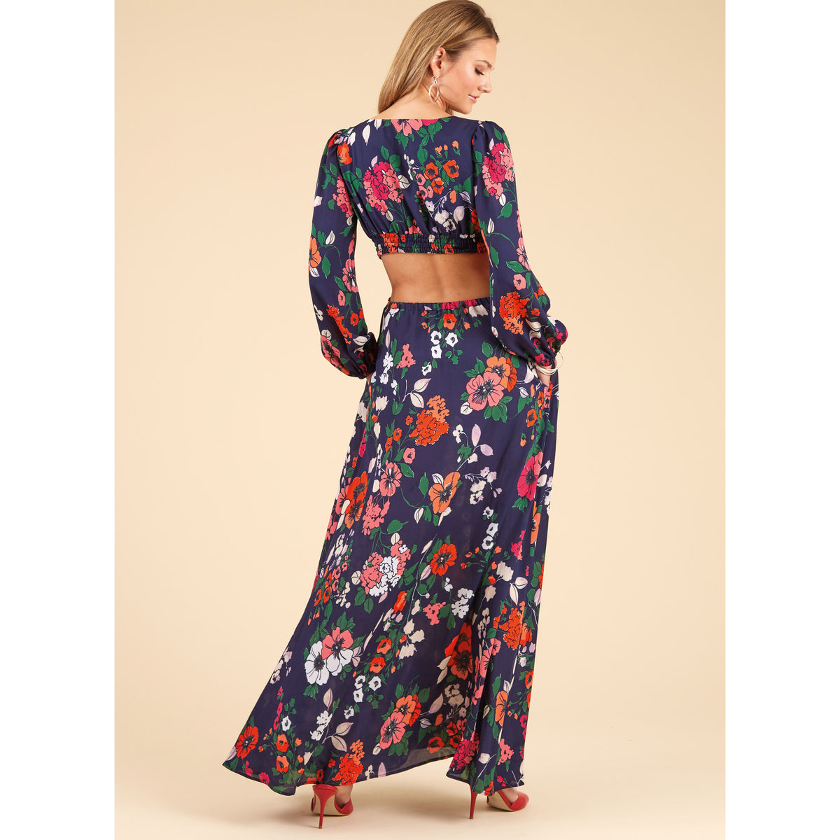 New Look N6729 sewing pattern envelope showing cut-away maxi dress