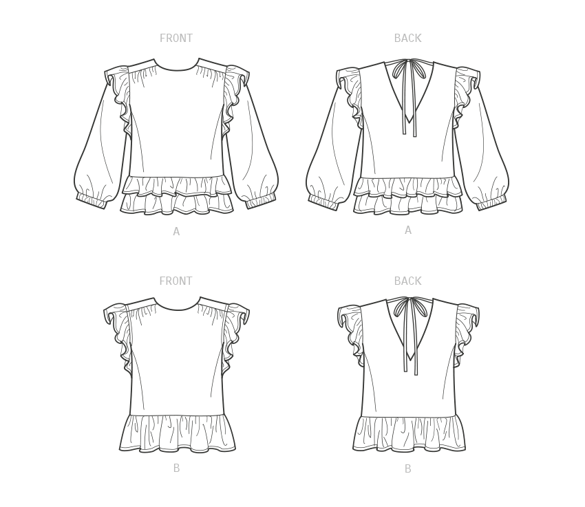 New Look N6732 sewing pattern envelope showing round neck pullover tops