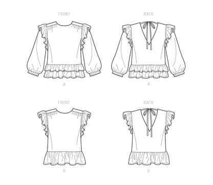 New Look N6732 sewing pattern envelope showing round neck pullover tops