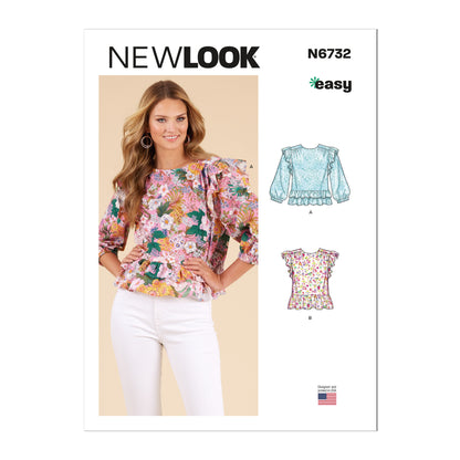 New Look N6732 sewing pattern envelope showing round neck pullover tops
