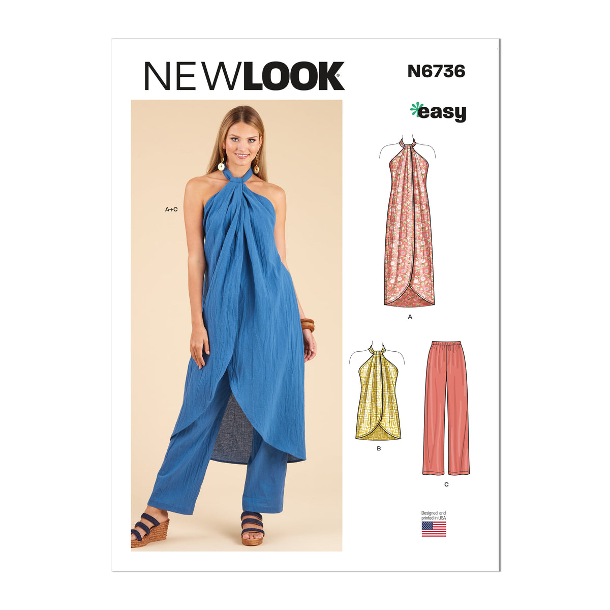 New Look N6736 sewing pattern envelope showing halter tops