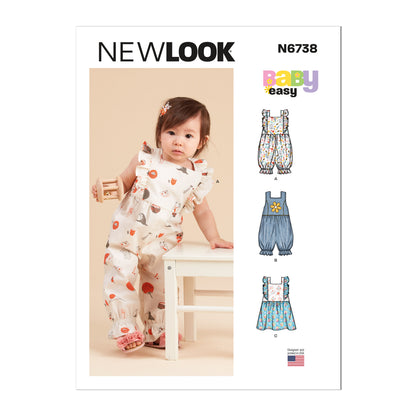 New Look N6738 sewing pattern envelope showing baby rompers