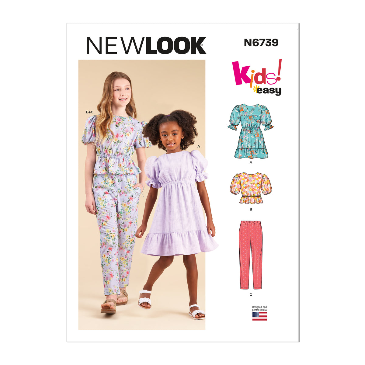 New Look N6739 sewing pattern envelope showing ruffled dress and peplum top