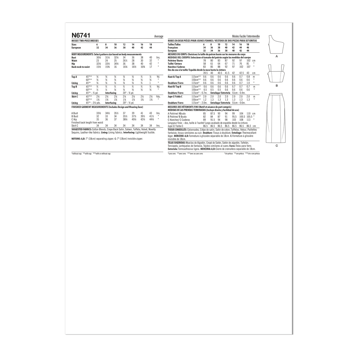 New Look N6741 sewing pattern envelope showing two-piece dress set
