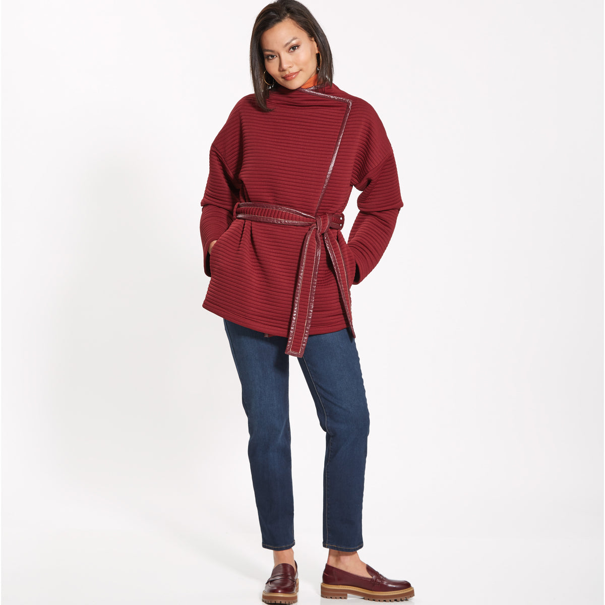 New Look N6742 sewing pattern envelope showing wrapped coat and jacket