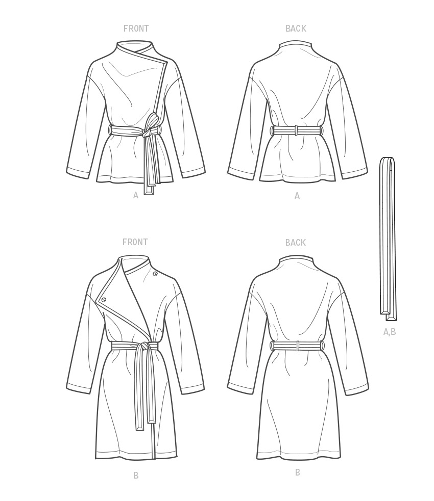 New Look N6742 sewing pattern envelope showing wrapped coat and jacket