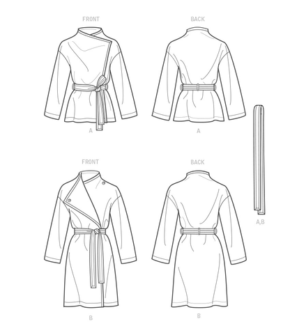 New Look N6742 sewing pattern envelope showing wrapped coat and jacket