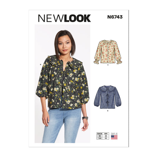 New Look N6743 sewing pattern envelope showing tops