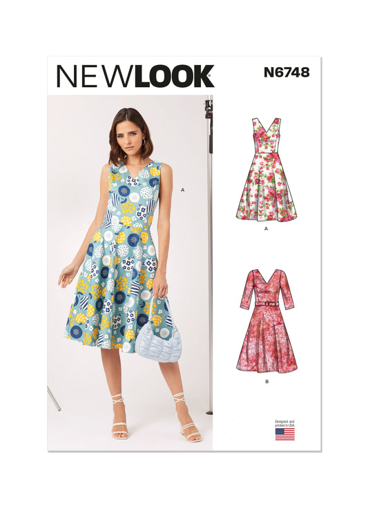 New Look N6748 sewing pattern envelope showing v-neck dress