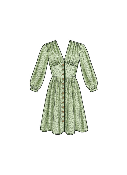 New Look N6749 sewing pattern envelope showing easy button front dress