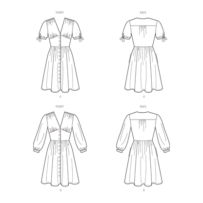 New Look N6749 sewing pattern envelope showing easy button front dress