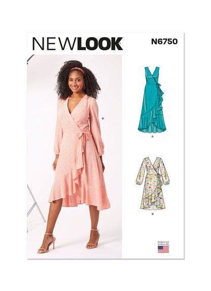 New Look N6750 sewing pattern envelope showing wrap dress