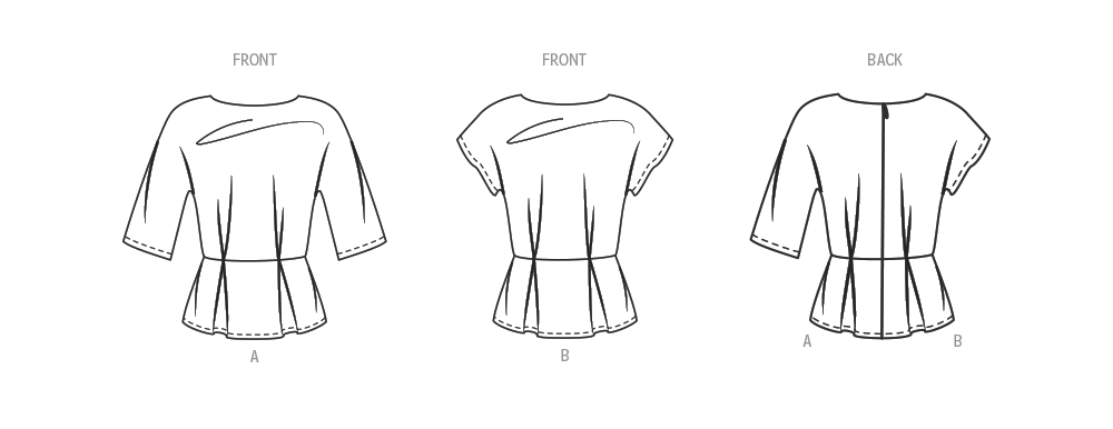 New Look N6753 sewing pattern envelope showing easy peplum top