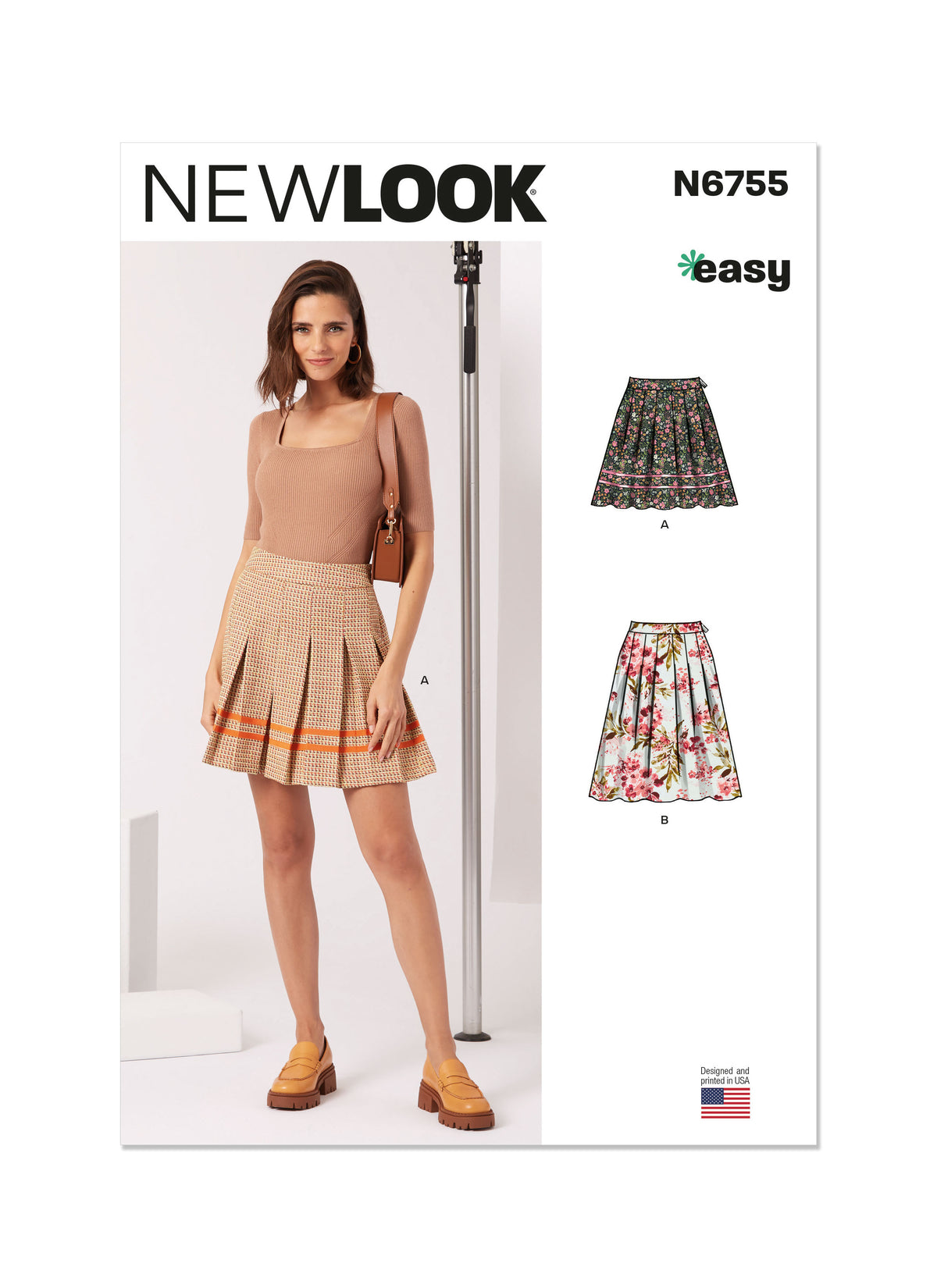 New Look N6755 sewing pattern envelope showing easy pleated skirt