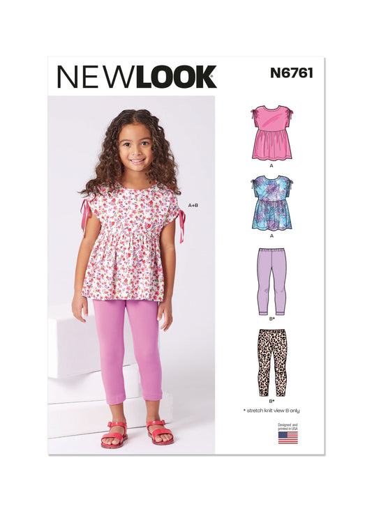 New Look sewing pattern N6761 envelope showing a tie detail top and knit leggings