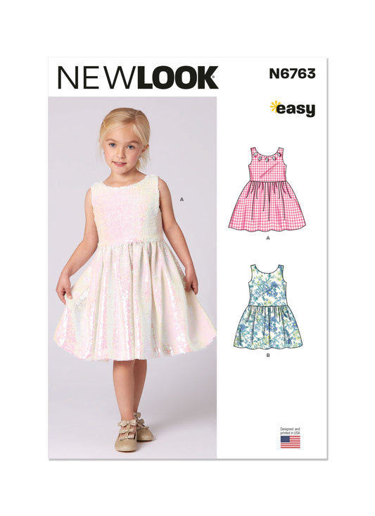 New Look sewing pattern N6763 envelope showing a sleeveless dress