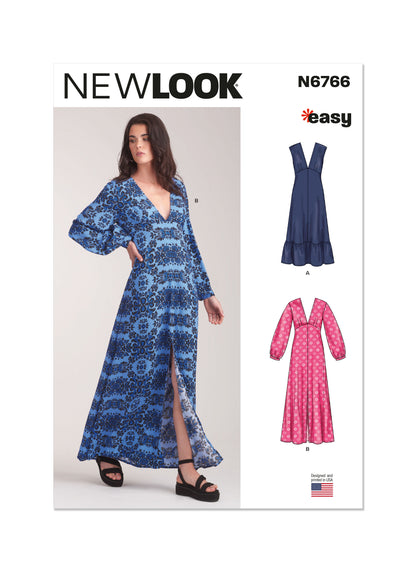 New Look sewing pattern N6766 envelope showing loose-fitting pullover dresses