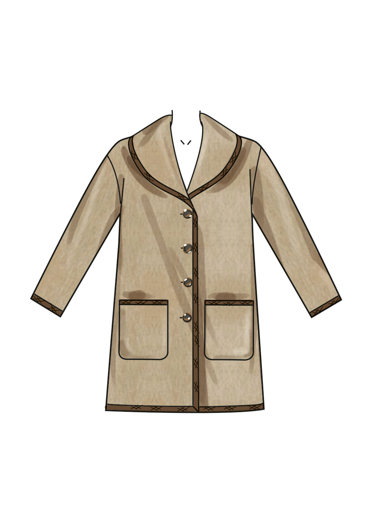 New Look sewing pattern N6767 envelope showing very loose-fitting unlined coats