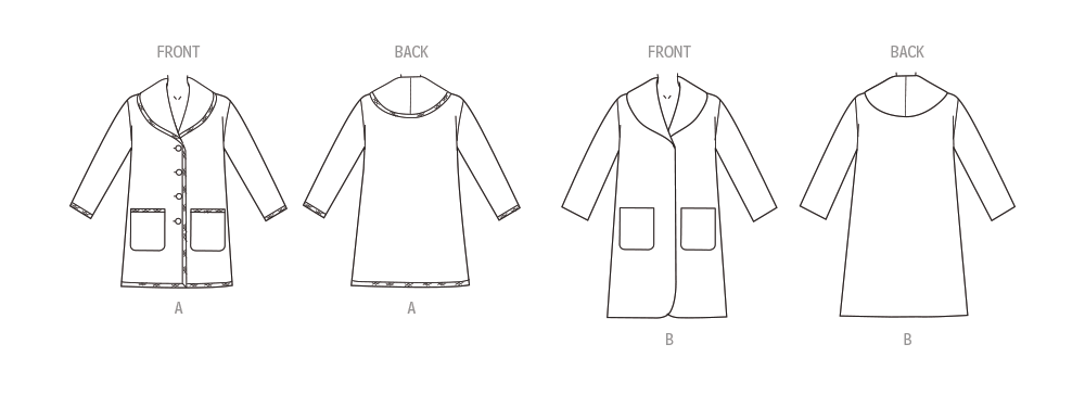 New Look sewing pattern N6767 envelope showing very loose-fitting unlined coats