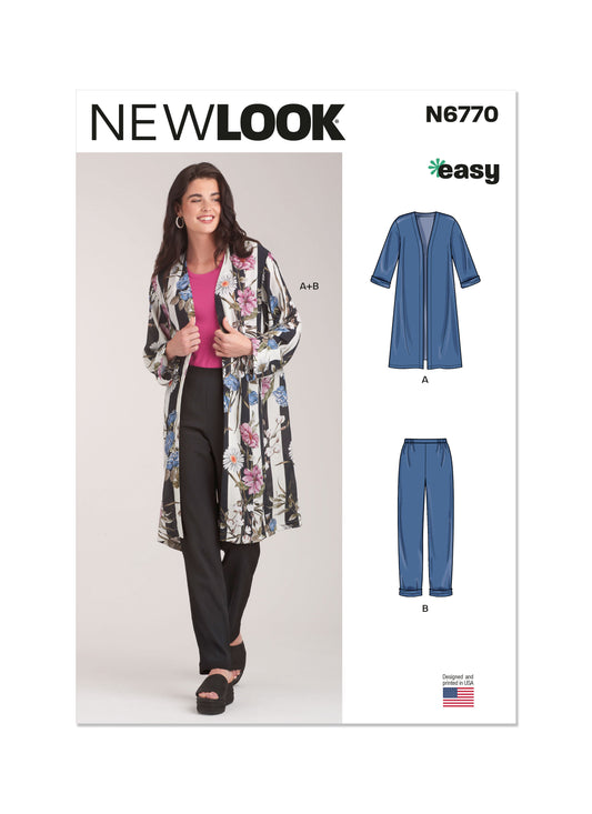 New Look sewing pattern N6770 envelope showing an unlined jacket and pull-on trousers