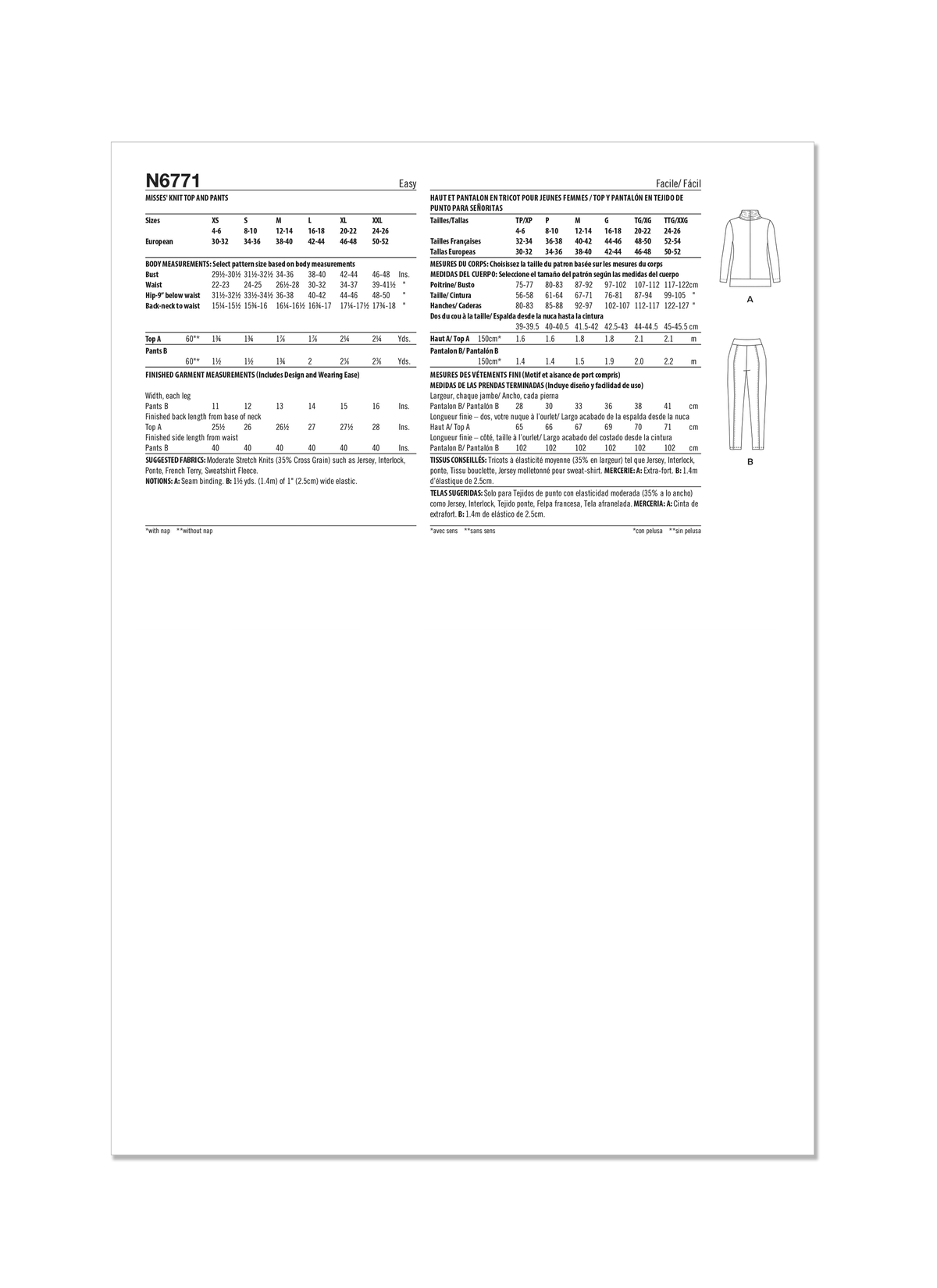 New Look sewing pattern N6771 envelope showing a long sleeve top