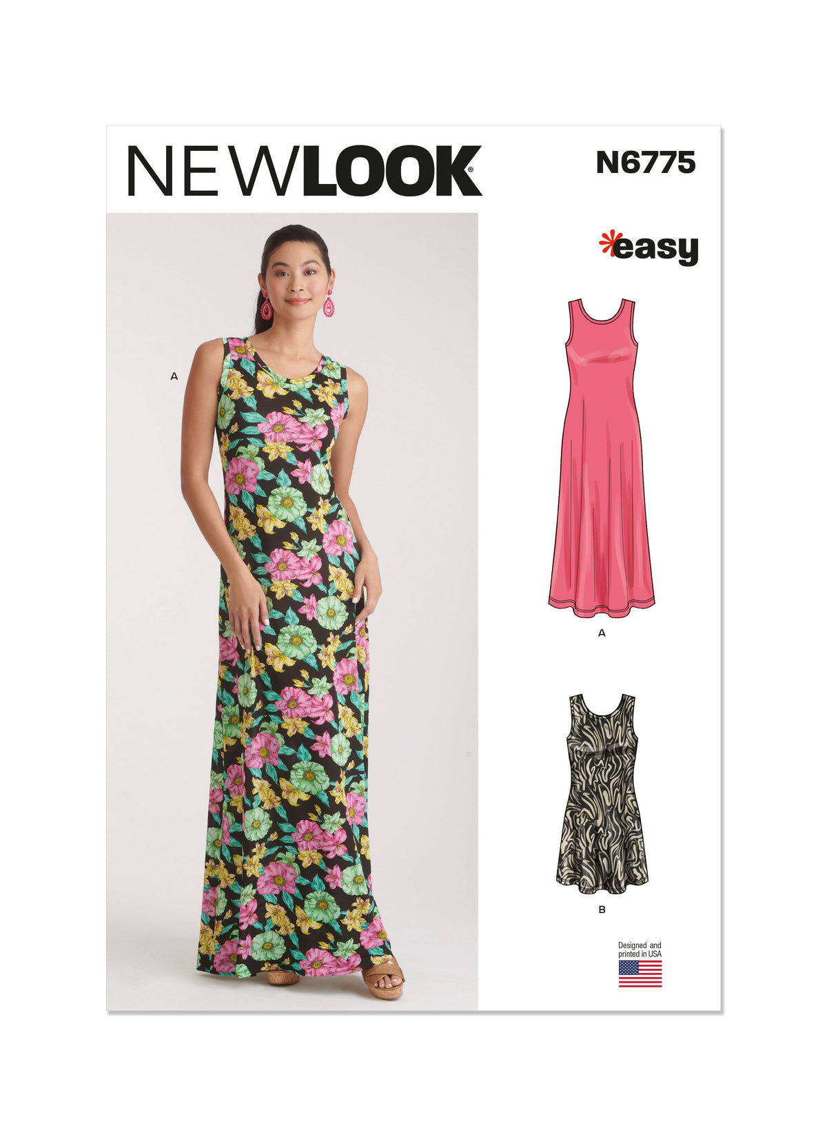 New Look sewing pattern N6775 envelope showing a sleeveless pullover knit dress