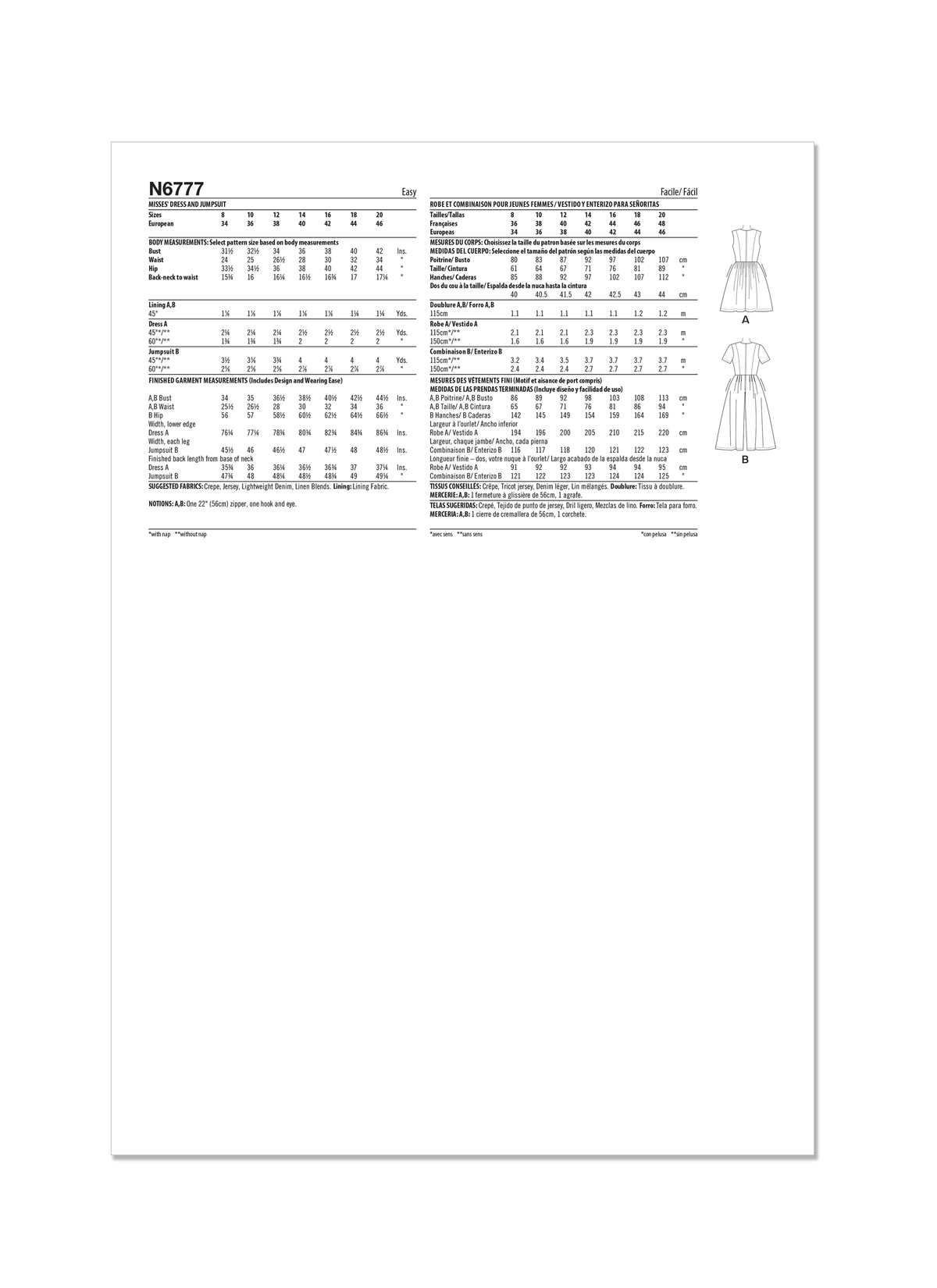 New Look sewing pattern N6777 envelope showing a dress and a jumpsuit